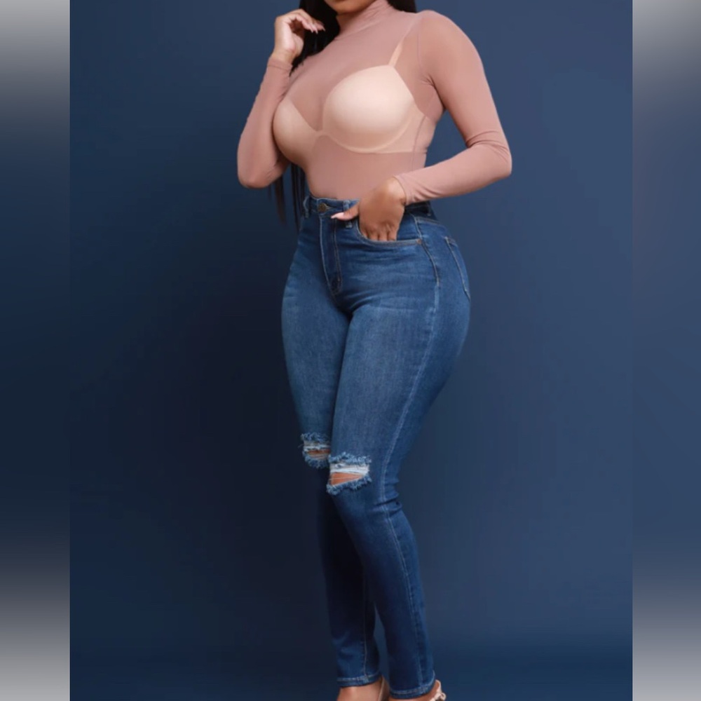 Swanka posh side piece dark blue jeans